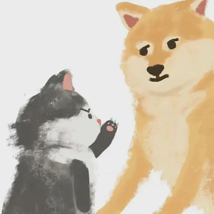 yikoutungougoudatui一口吞可爱狗狗插画情侣头像