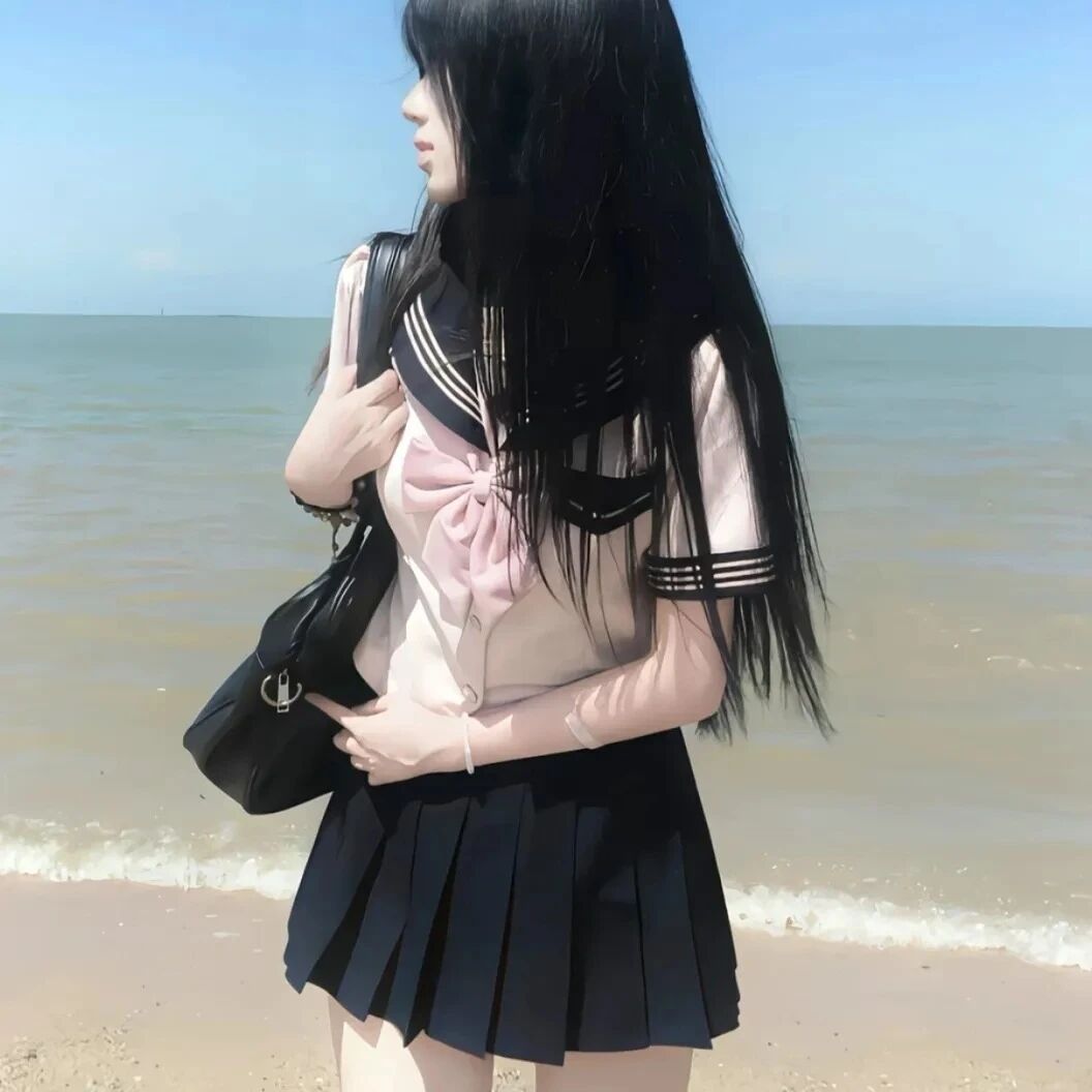 jk制服海边纯欲侧脸女生头像