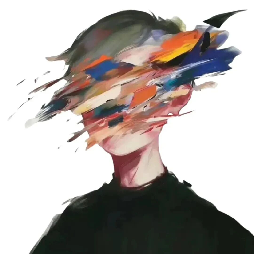 ruyanchouxinyaomei抽象插画情侣头像