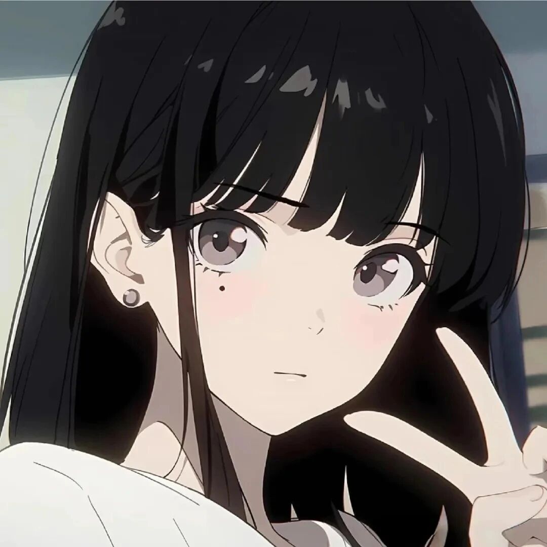 温柔剪刀手学院风动漫头像女