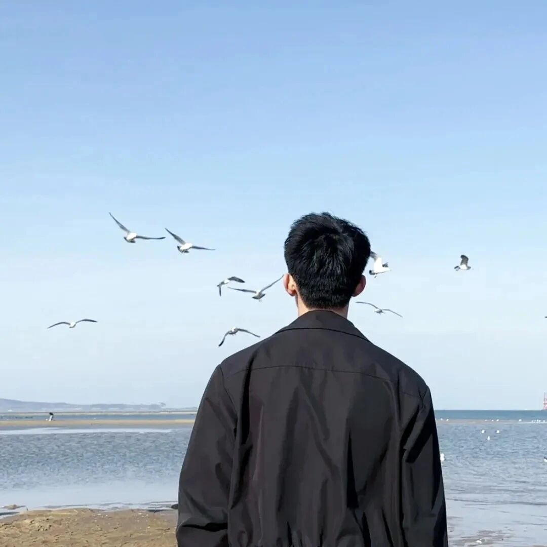 小众海边背影不露脸男生头像