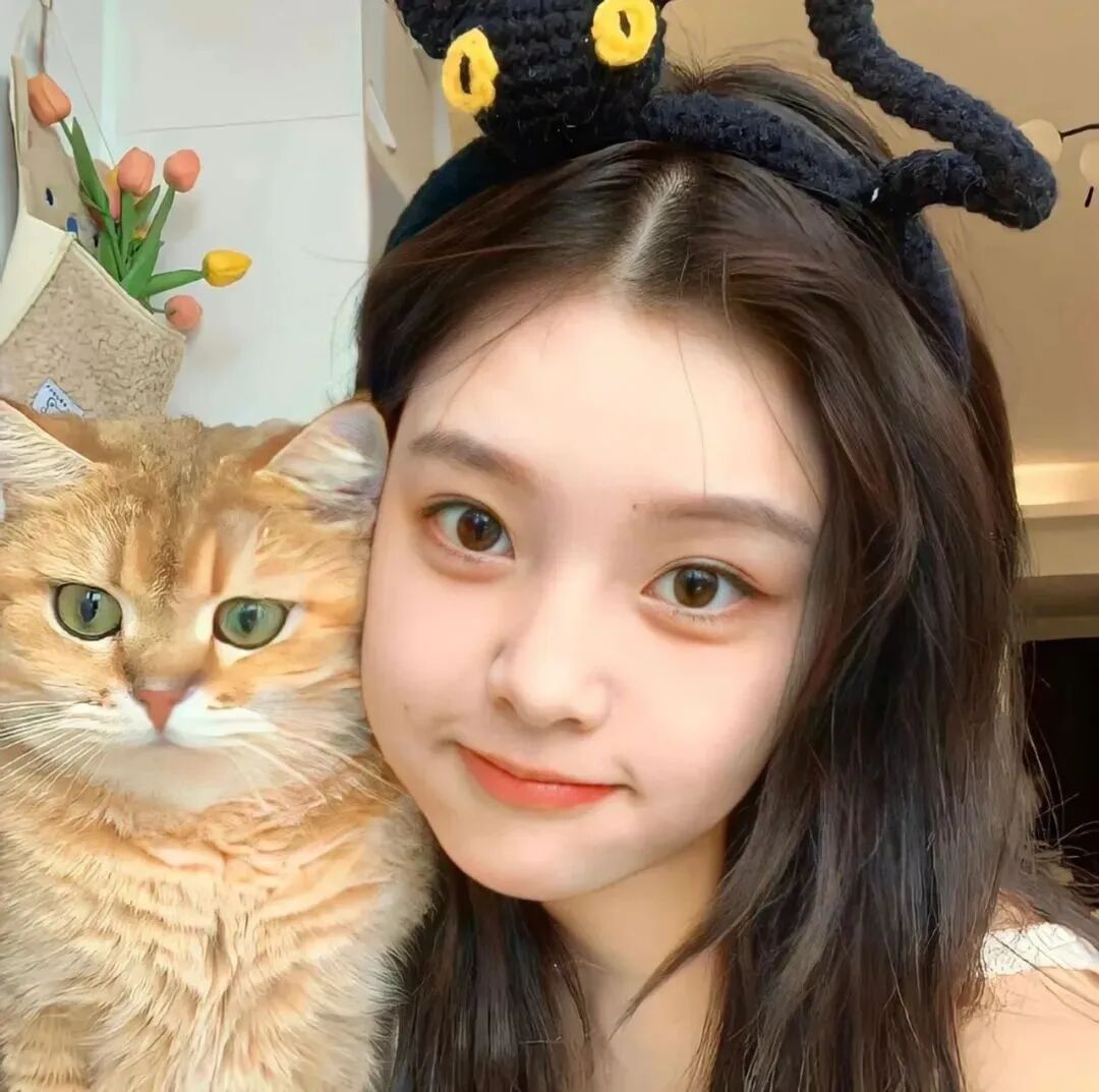 抱着猫咪温柔女生头像