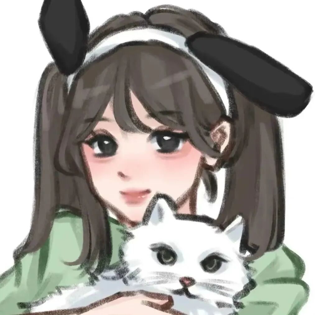 抱着猫眯手绘动漫头像女