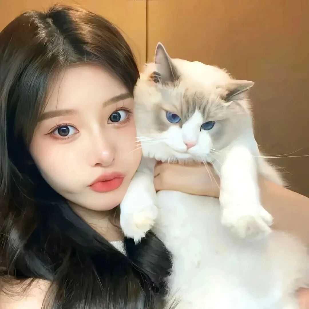 抱着猫咪甜妹女生头像