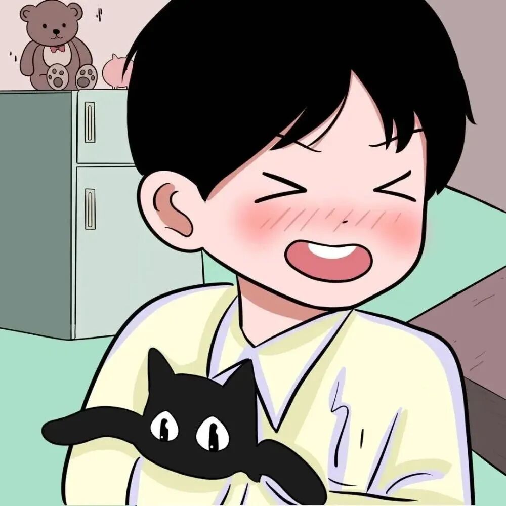 kounaitingaihe可爱抱着猫咪动漫情侣头像