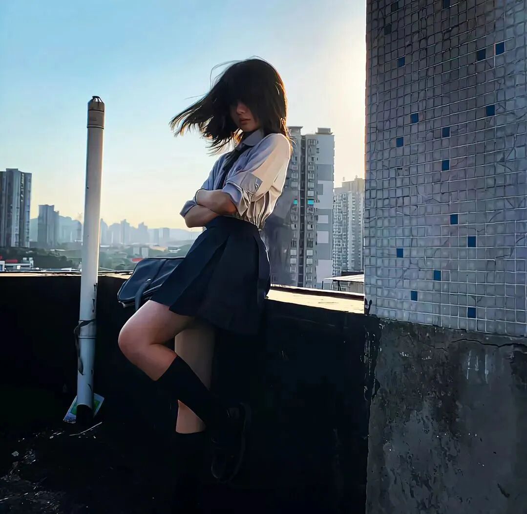 学院风甜酷女生头像