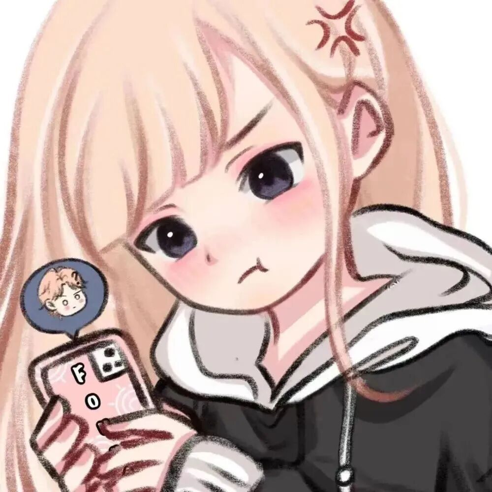wanshoujishlovewan玩手机手绘情侣头像
