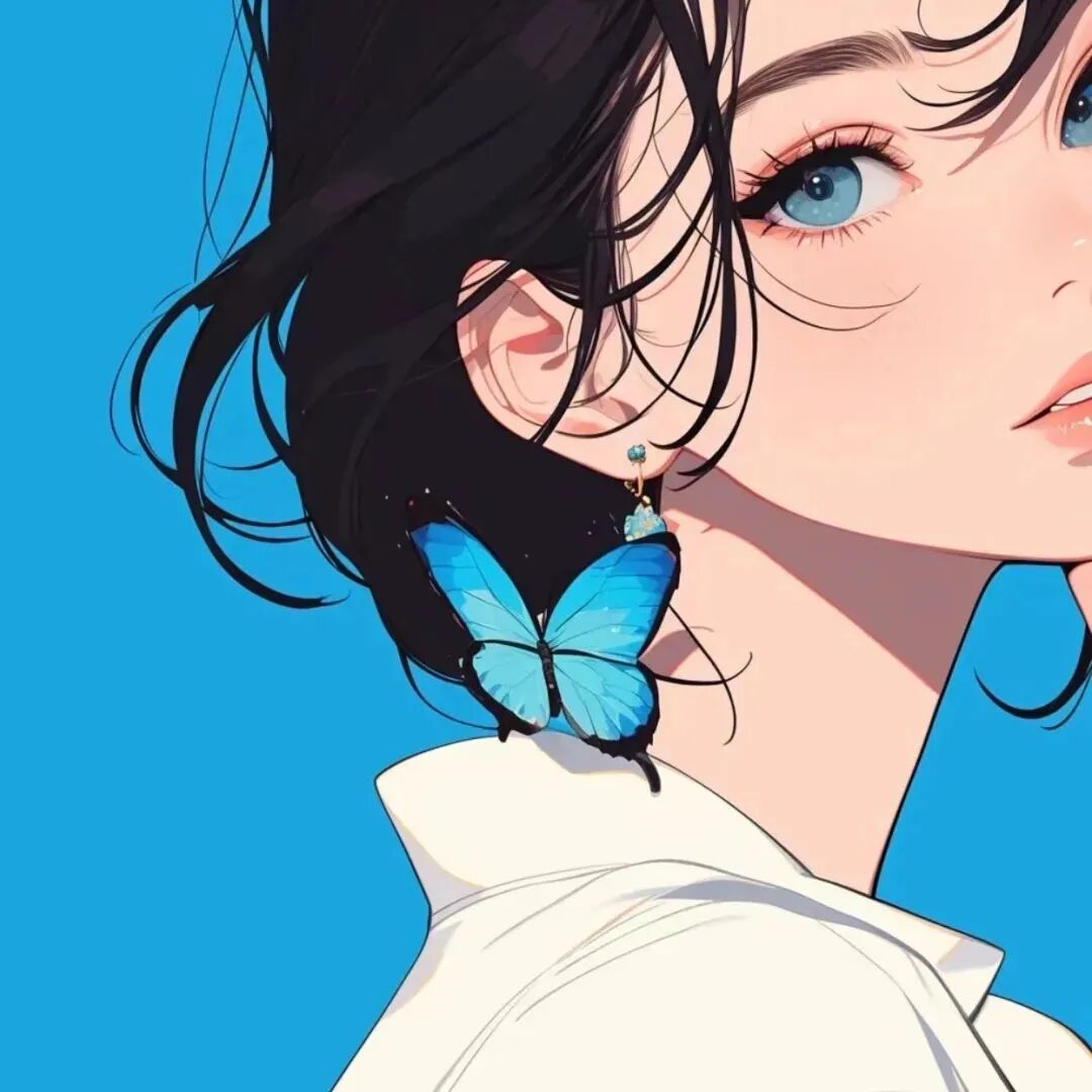 蝴蝶手绘动漫头像女