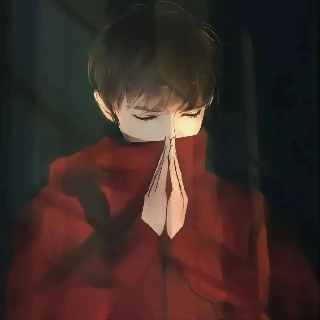 祈祷插画动漫头像男