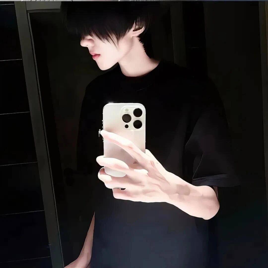 自拍手机个性侧脸男生头像