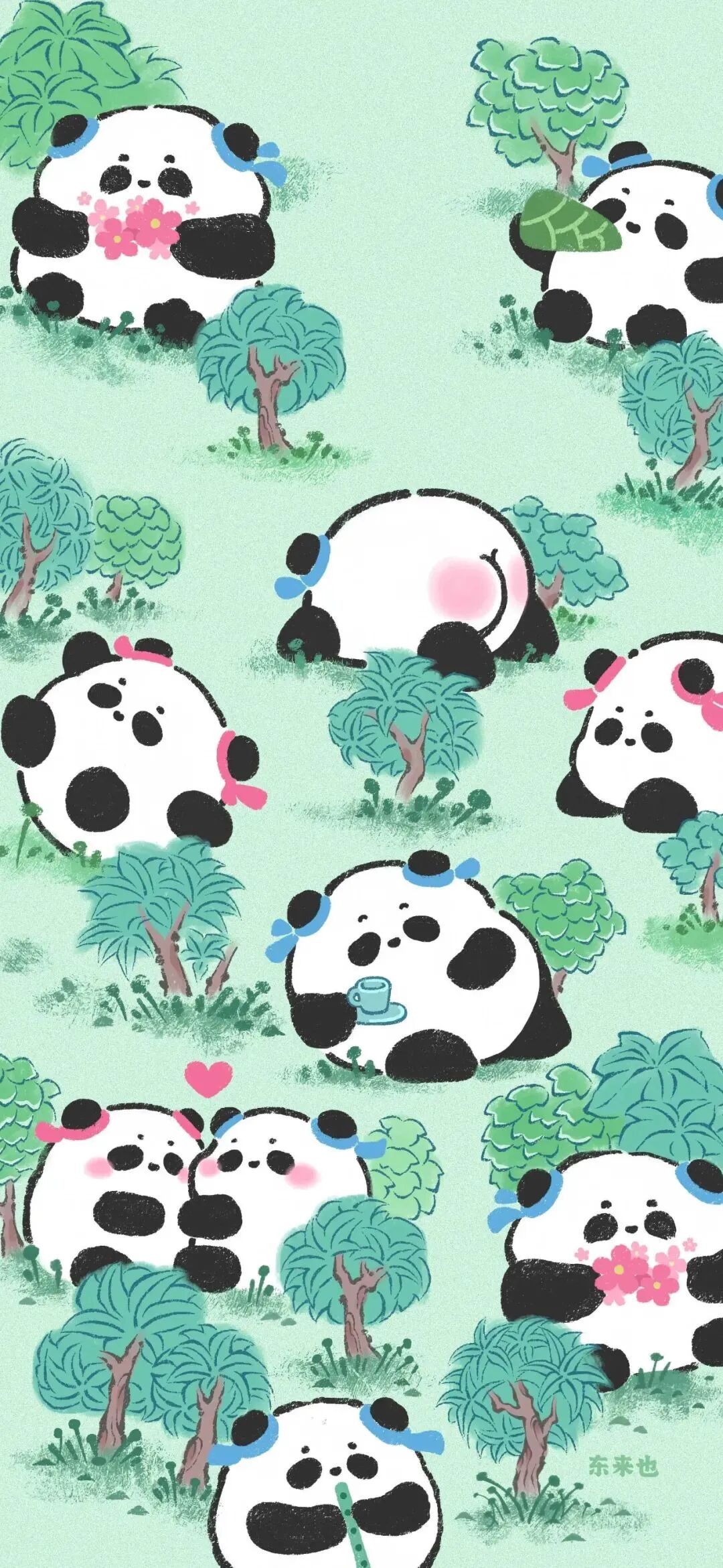 可爱熊猫插画壁纸