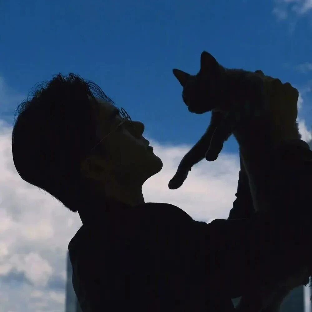抱着猫咪氛围感不露脸男生头像
