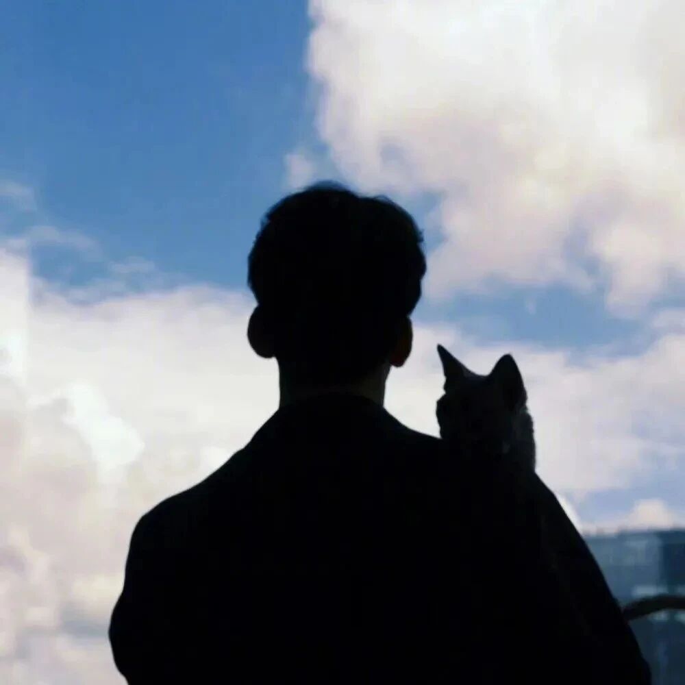 抱着猫咪氛围感不露脸男生头像