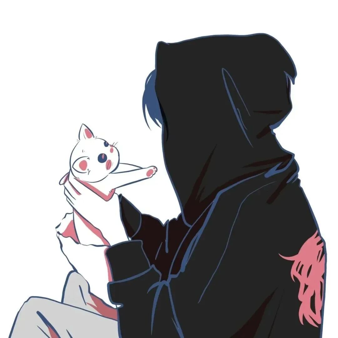 抱着猫咪个性动漫头像男