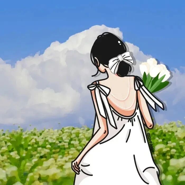 xhwenroufaxiao温柔鲜花二人闺蜜头像手绘闺蜜头像