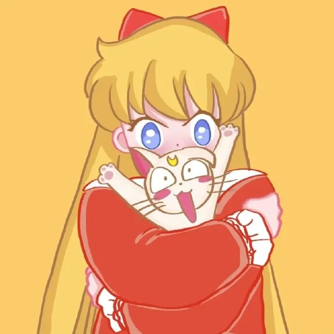 抱着猫咪美少女战士动漫头像女