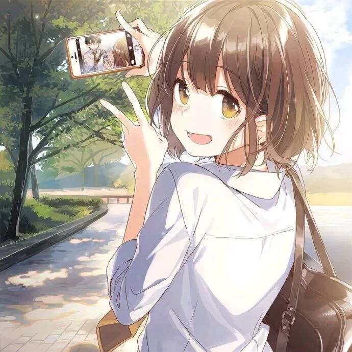 自拍手机故事感动漫头像女