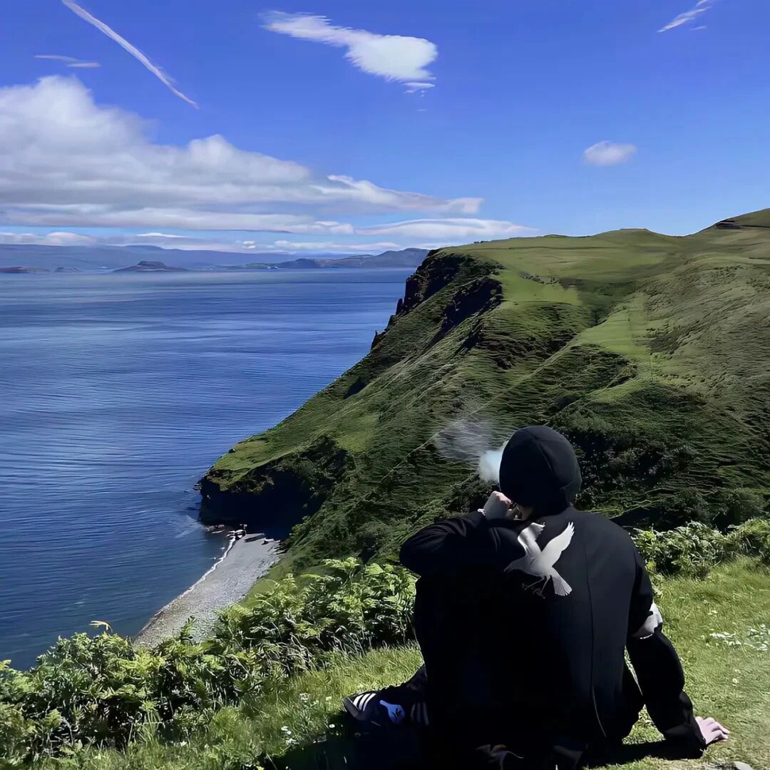 海边自由感背影男生头像