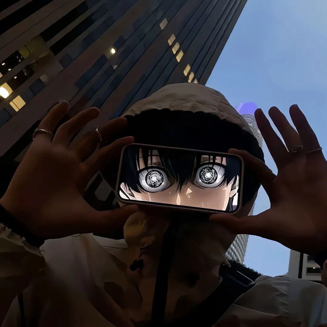 创意手机挡脸男生头像