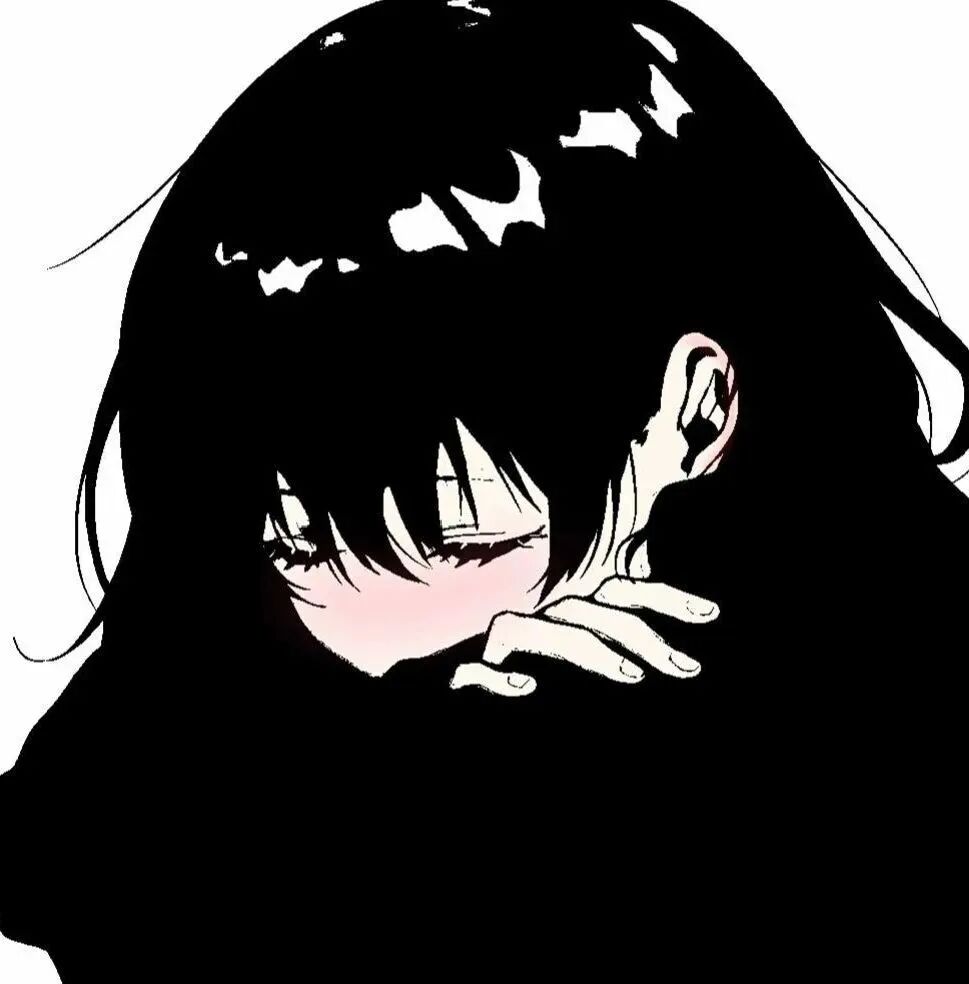 黑白伤感动漫头像女