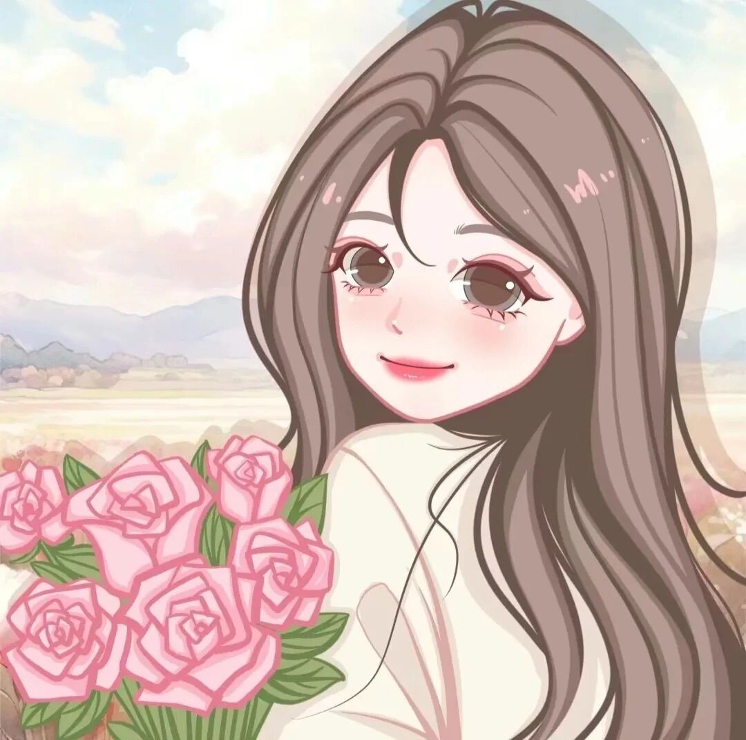 鲜花甜妹手绘动漫头像女