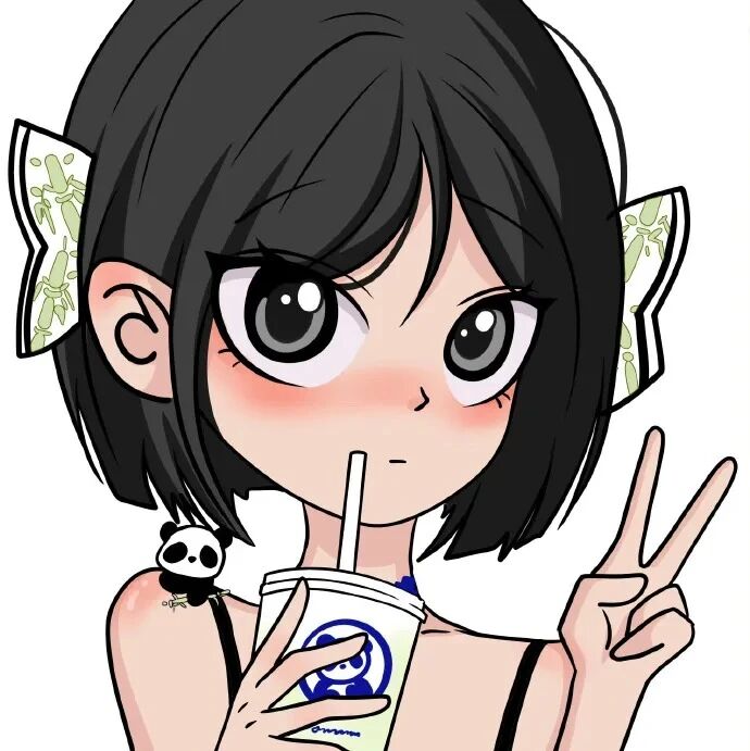 naihshoucaiduiyou喝奶茶三人闺蜜头像手绘闺蜜头像