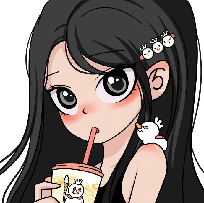 naihshoucaiduiyou喝奶茶三人闺蜜头像手绘闺蜜头像