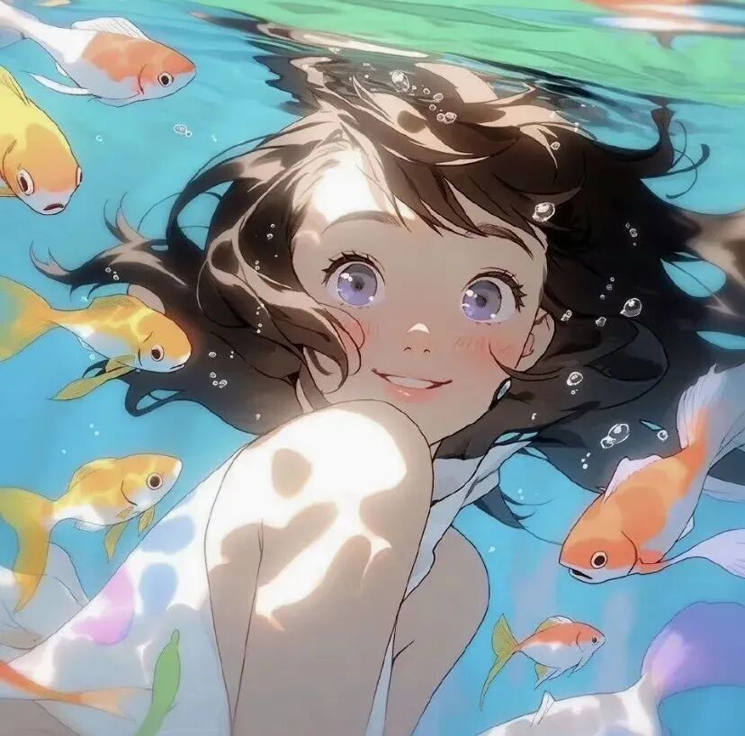 jinyushuidiqixi金鱼动漫情侣头像