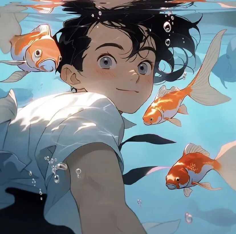 jinyushuidiqixi金鱼动漫情侣头像