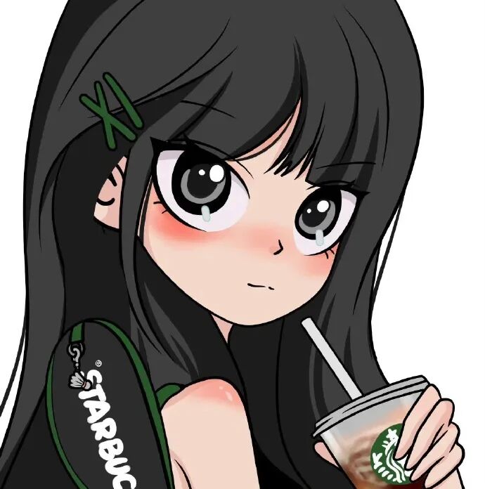 naihshoucaiduiyou喝奶茶三人闺蜜头像手绘闺蜜头像