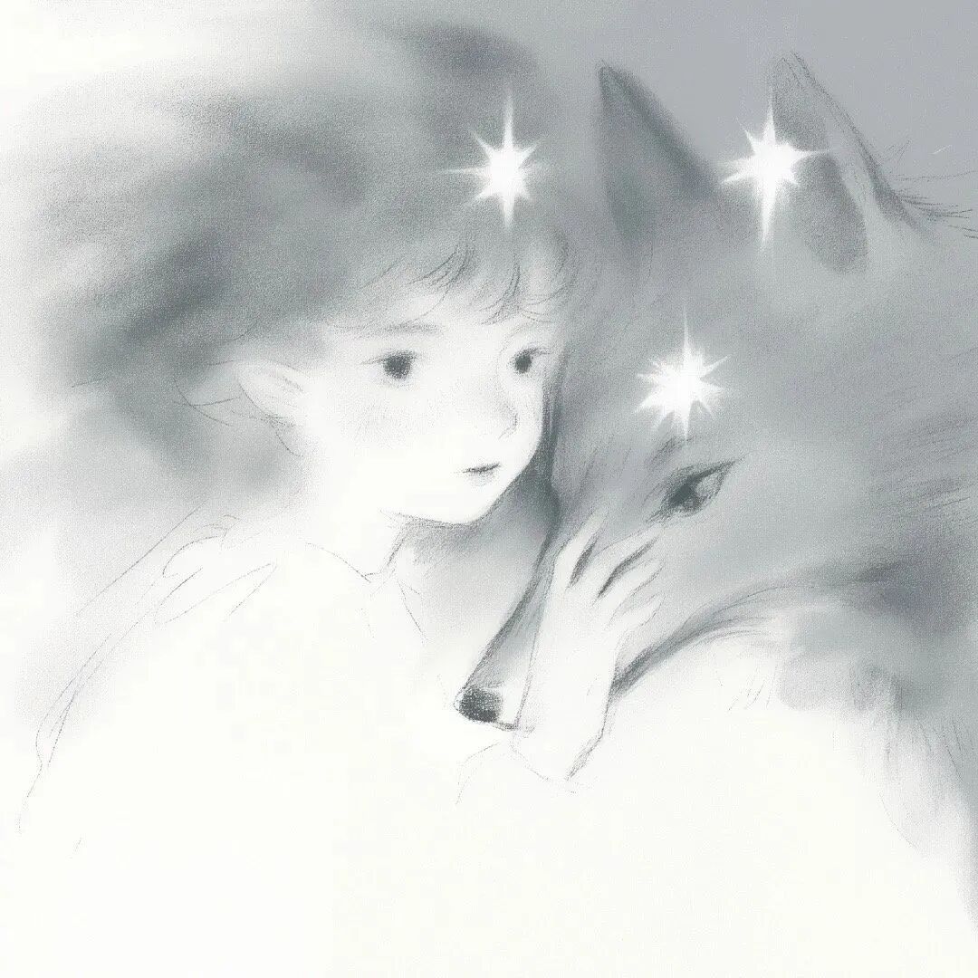 黑白可爱插画头像