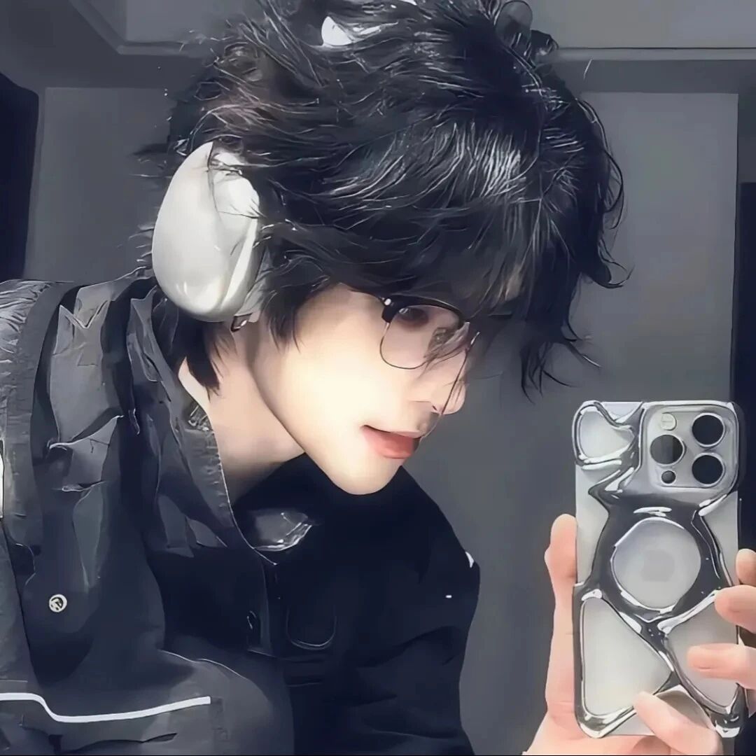 自拍手机个性侧脸男生头像