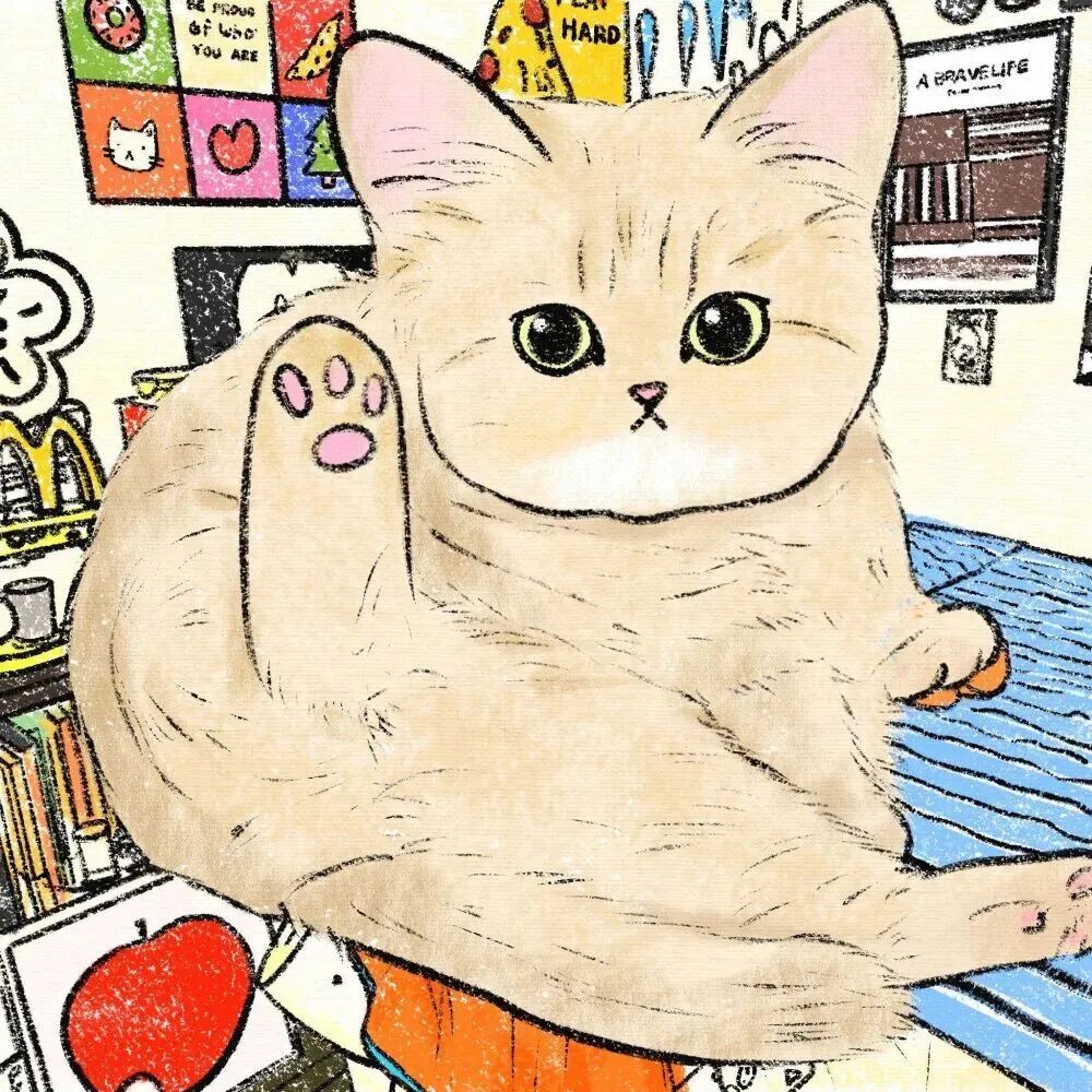 maomichuyanlohainuo猫咪插画情侣头像