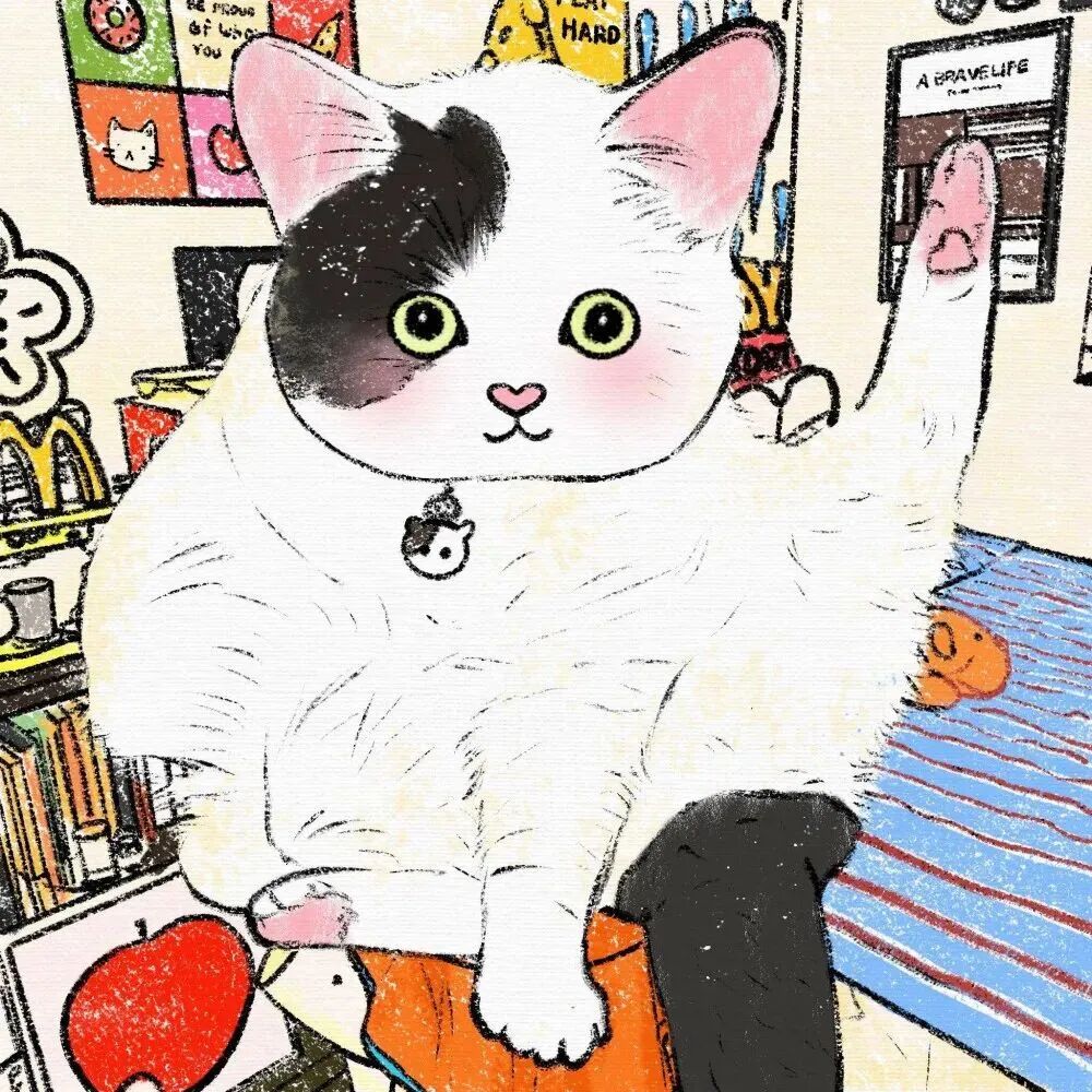 maomichuyanlohainuo猫咪插画情侣头像