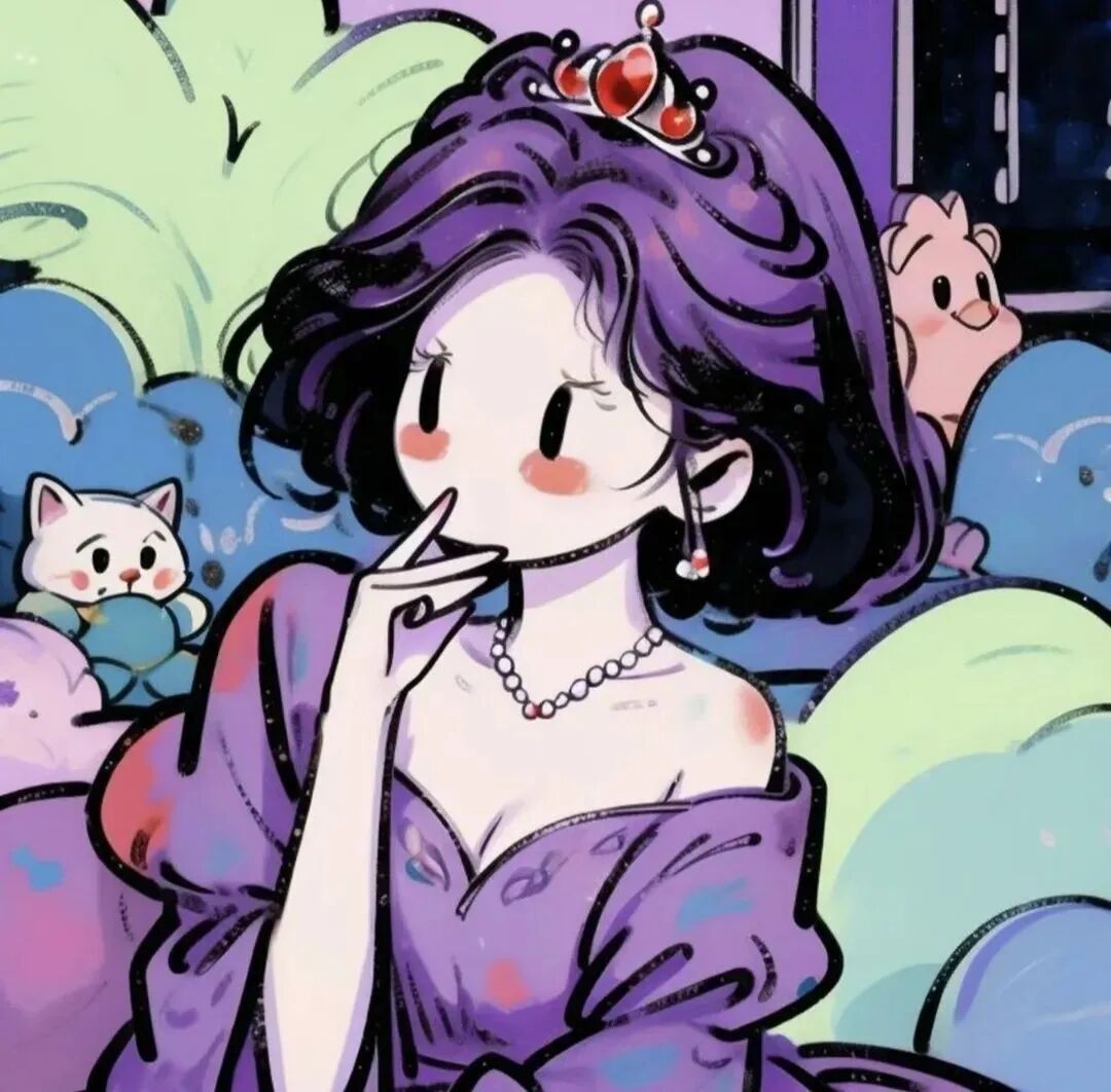 gongzicahovbvdazi公主风插画三人闺蜜头像动漫闺蜜头像
