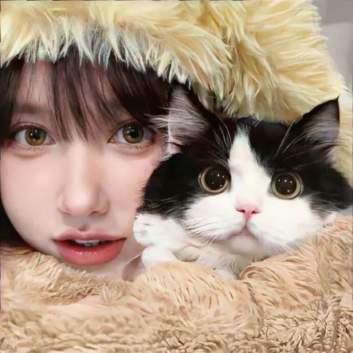 抱着猫咪甜妹女生头像