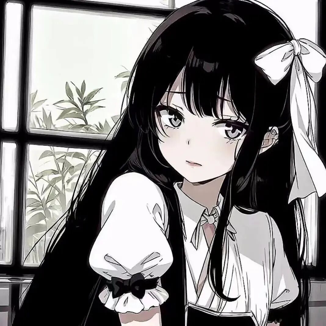 黑白温柔动漫头像女