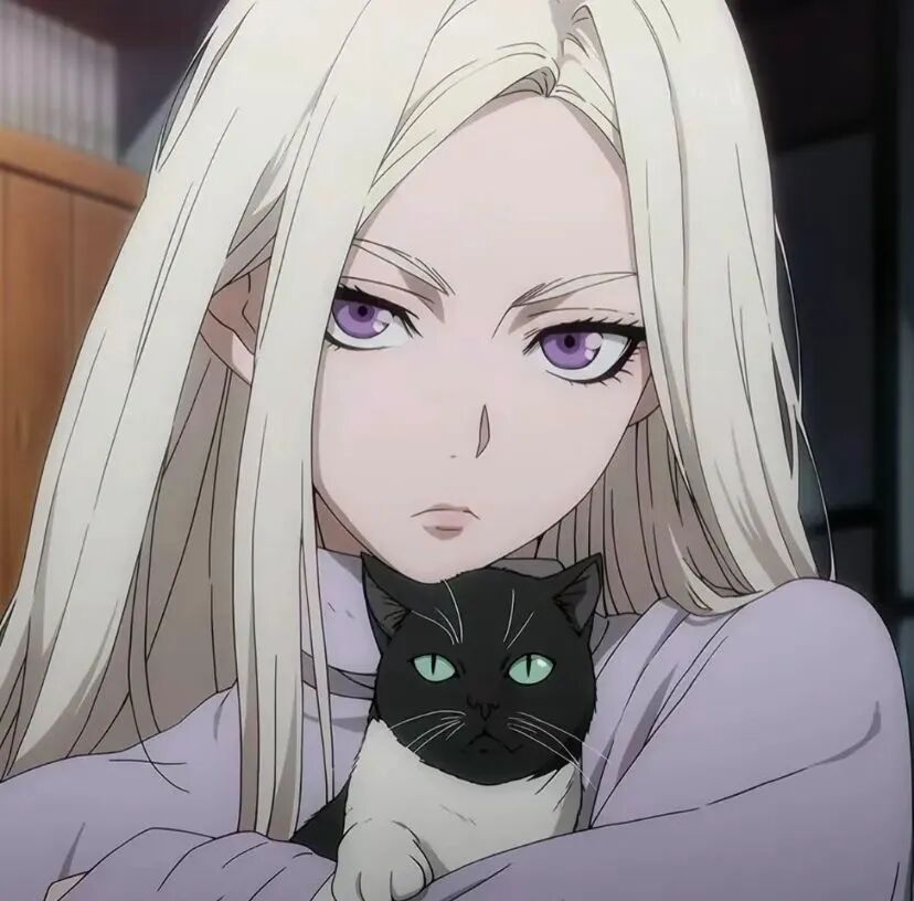 高冷抱着猫咪动漫头像女