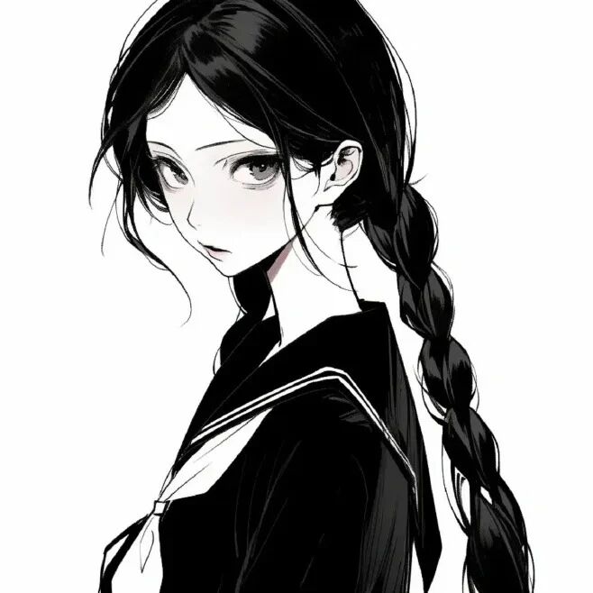 学院风黑白动漫头像女