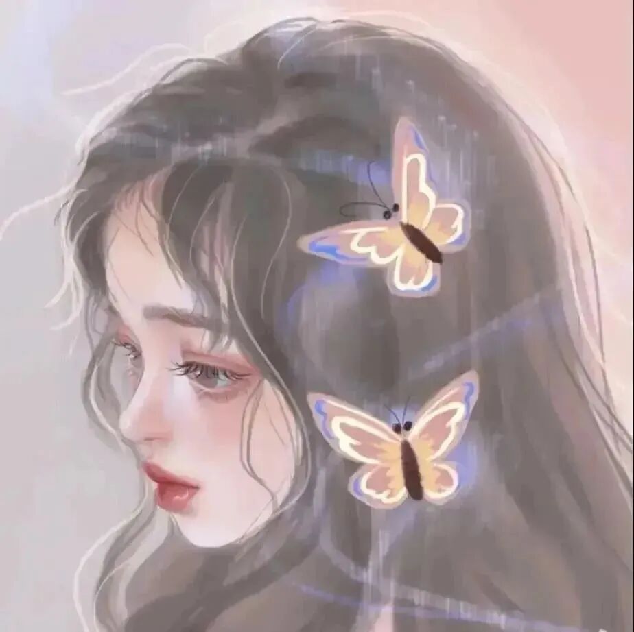 动漫头像女手绘头像女唯美头像女蝴蝶头像
