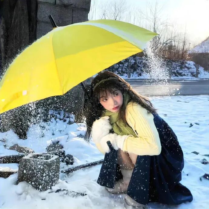 氛围感女生头像下雪头像冬天头像