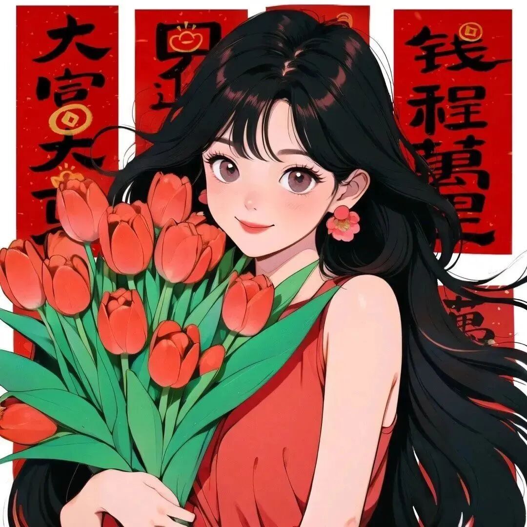 xinnianwenrouxhjiemei新年鲜花四人闺蜜头像动漫闺蜜头像