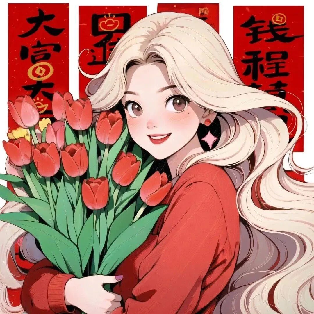 xinnianwenrouxhjiemei新年鲜花四人闺蜜头像动漫闺蜜头像