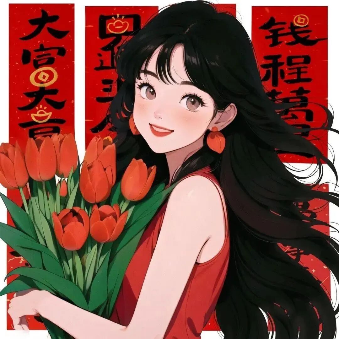xinnianwenrouxhjiemei新年鲜花四人闺蜜头像动漫闺蜜头像
