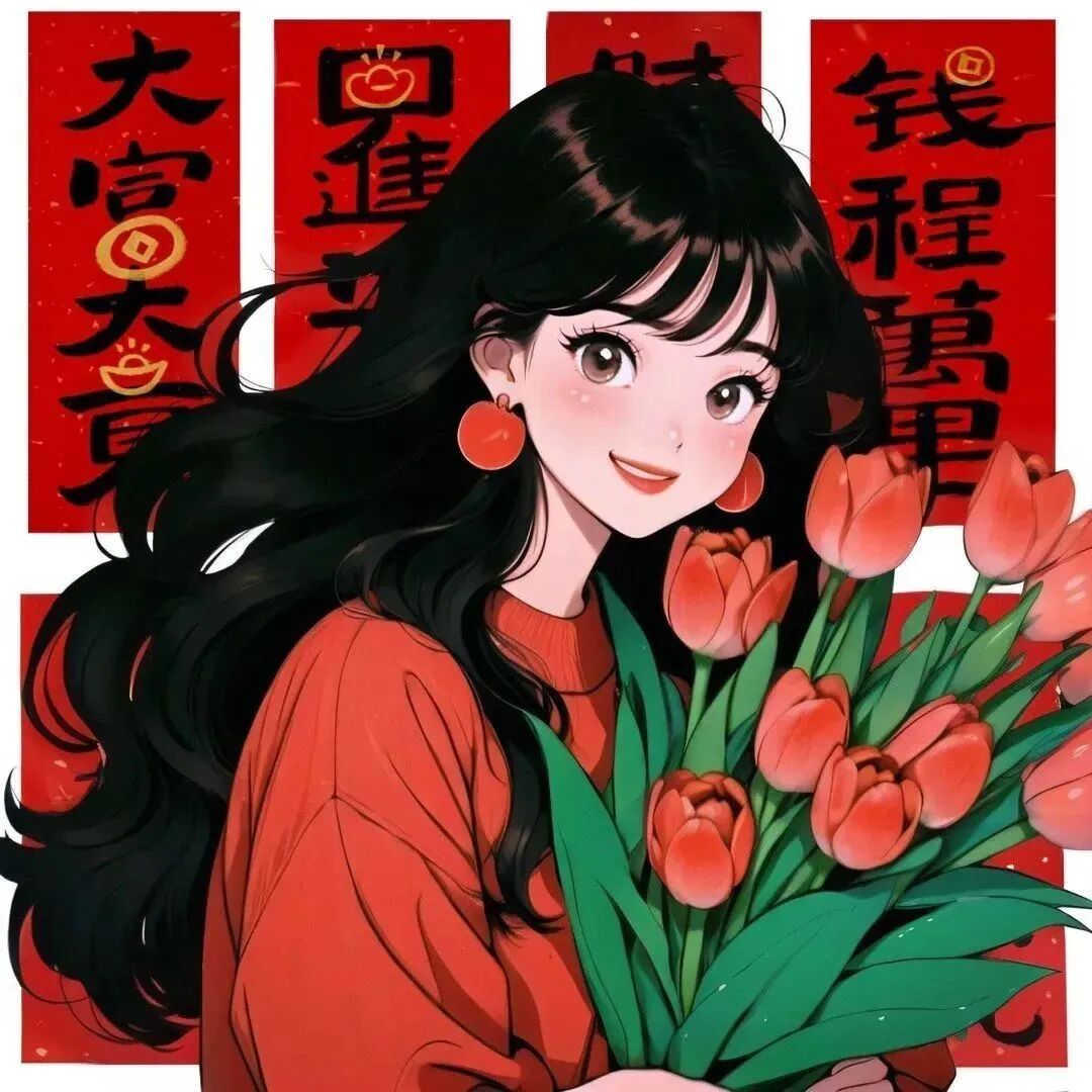 xinnianwenrouxhjiemei新年鲜花四人闺蜜头像动漫闺蜜头像