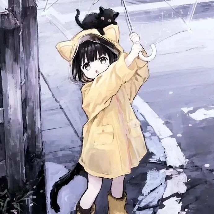 撑伞呆萌动漫头像女