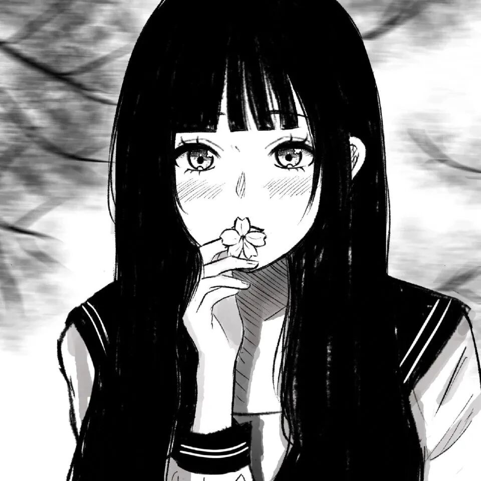 黑白学院风动漫头像女