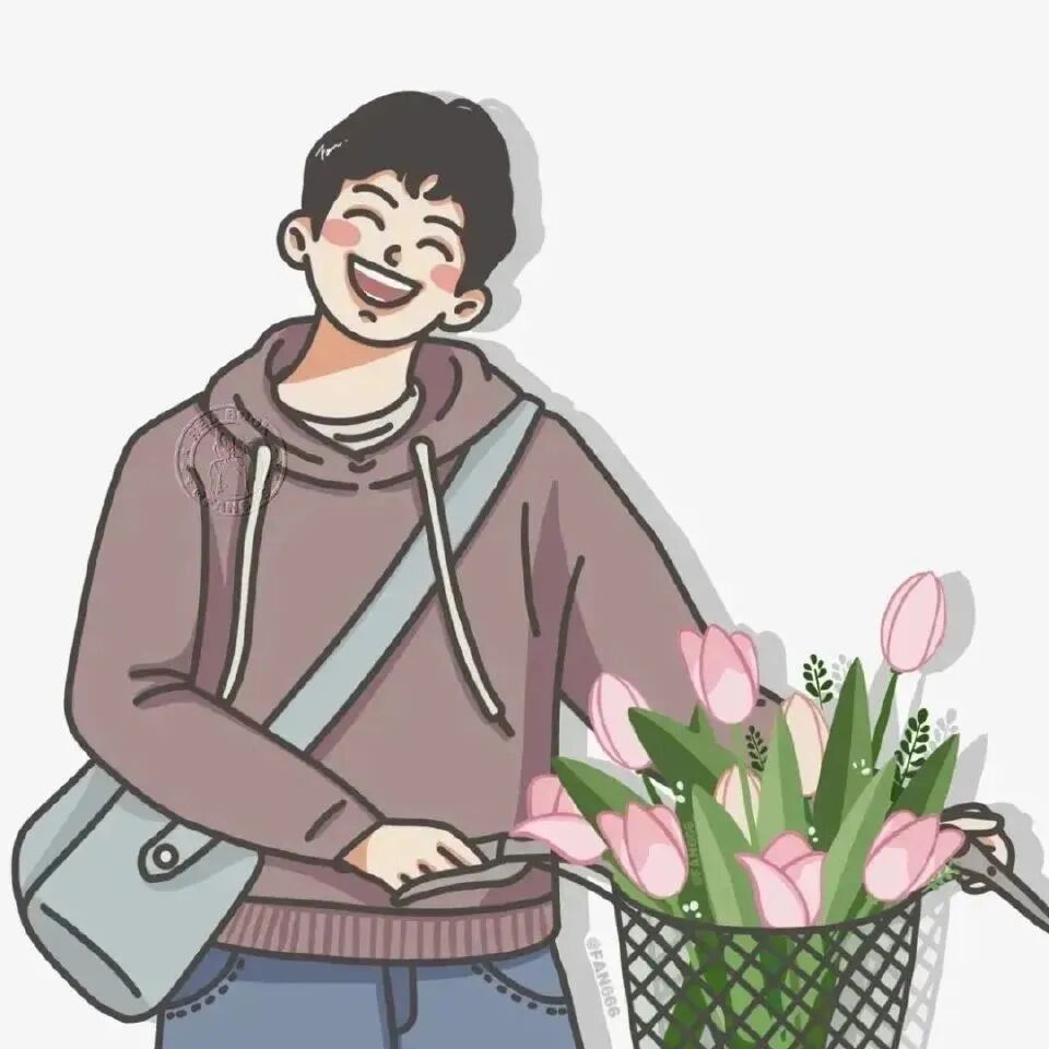 鲜花手绘动漫情侣头像