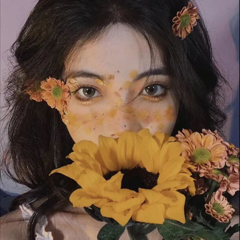 小清新女生头像鲜花头像手捧花头像向日葵头像