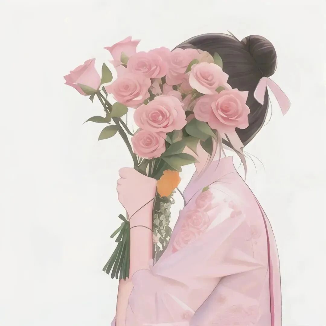 手绘动漫头像女鲜花头像